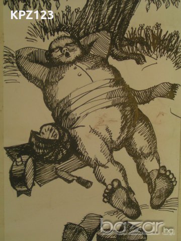 Графика/ туш селянин, снимка 1