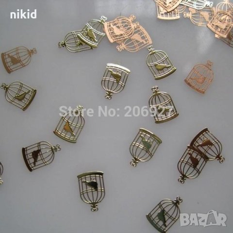  Птичка в клетка кафез фино златисто фолио декорация за нокти маникюр украса