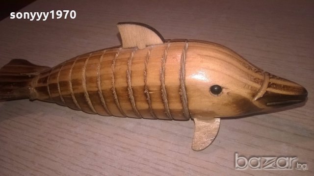 делфин-дървен и лакиран-20х7х7см, снимка 4 - Антикварни и старинни предмети - 18462906