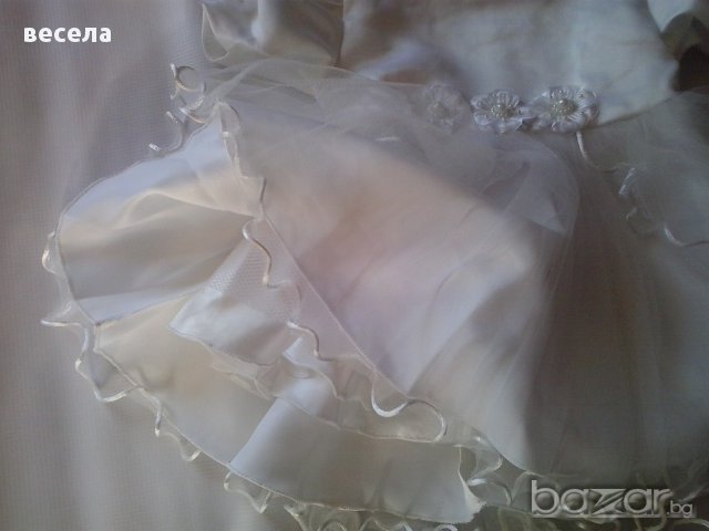 Бяла Детска рокля с къс ръкав , пола с тюл и шапка , официална, цвят-бял, снимка 8 - Бебешки рокли - 11522020