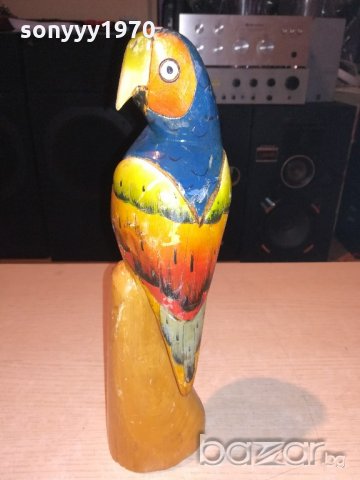 ретро колекция-папагал-дърво/лак-33х10см-внос франция, снимка 2 - Антикварни и старинни предмети - 20245035