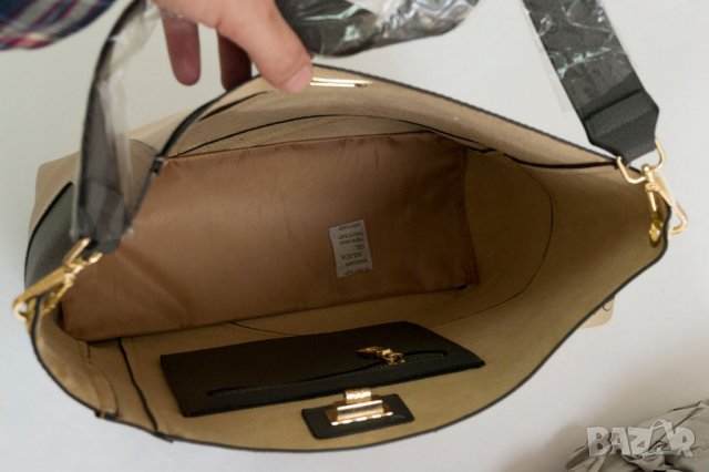 Дамска чанта в тъмносиво, екрю и охра марка Miss Lulu , снимка 4 - Чанти - 22360818