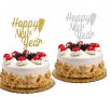 Happy New Year чаша шампанско златист сребрист брокат мек топер с клечка за торта с надпис ЧНГ, снимка 1 - Други - 24256083