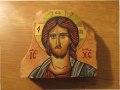 † ръчно рисувана икона на Исус Христос  върху керамична плочка с автограф., снимка 1
