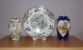 Стара порцеланова чиния и два съда маркирани., снимка 1 - Антикварни и старинни предмети - 17709168