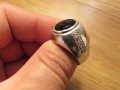 Старинен красив мъжки сребърен пръстен с голям камък  Черен Оникс и красива ръчна изработка