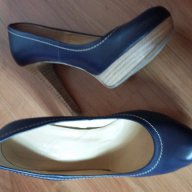 Сини обувки естествена кожа, снимка 1 - Дамски обувки на ток - 14140505