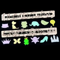 #Р5 2 релси с животни и принцески пластмасови резци форми за бисквитки украса фондан тесто, снимка 1 - Форми - 23268321