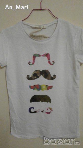 Бяла памучна тениска - М размер, снимка 1