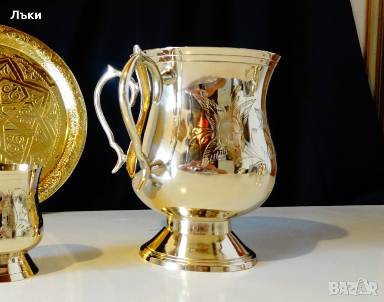  Бронзов бокал с две дръжки 1 л.,сватба,годишнина.  , снимка 1