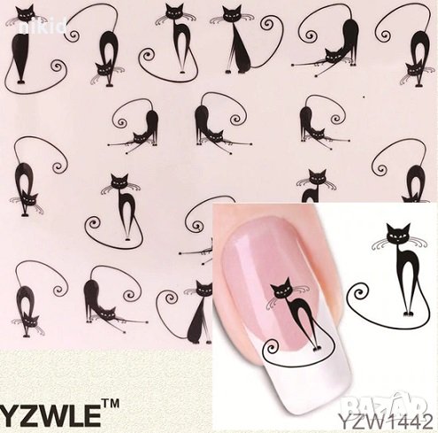 YZW-1442 сиамски котки ваденки слайдер водни стикери за нокти маникюр, снимка 1