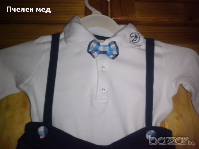Панталон, боди с папионка и яке , снимка 1 - Комплекти за бебе - 13663850