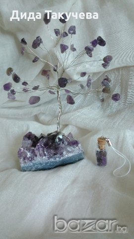 Кристални дръвчета изцяло от естествени камъни.Дървото на живота и любовта., снимка 13 - Декорация за дома - 19828944