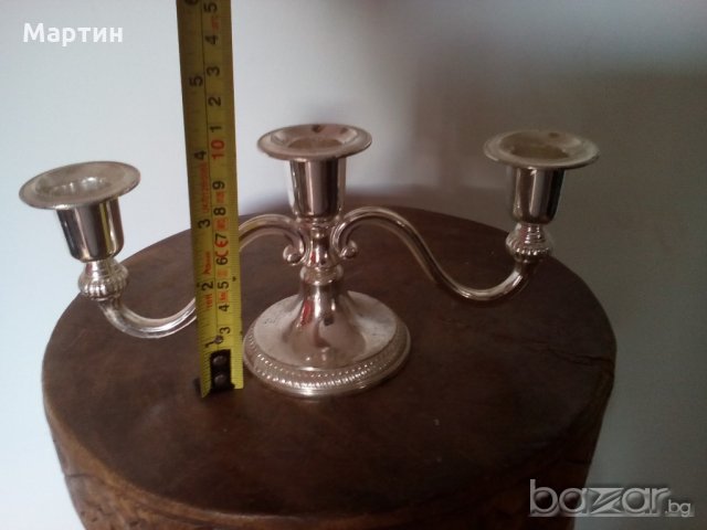 Масивен  посребрен  - Свещник - 1 бр. ( 778007) , снимка 2 - Декорация за дома - 18316369