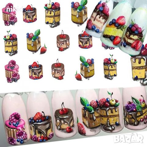 STZ-492 плодова торта слайдер ваденки водни стикери за нокти маникюр