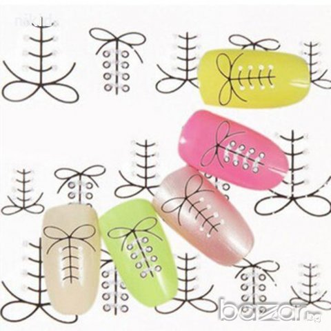 AP243 черни връзки пандела ваденки водни стикери за нокти маникюр