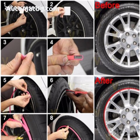 Протектор за джанти Automat, Универсален, Черен, Син, Червен и бял, снимка 2 - Аксесоари и консумативи - 23988456