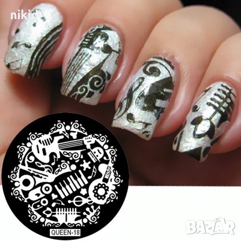 QUEEN18 музика музикални символи Шаблон за щампа печати за нокти плочка за печат на нокти