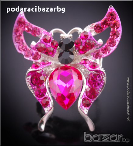 ПРЪСТЕН – ГОЛЯМА КРИСТАЛНА ПЕПЕРУДА, снимка 3 - Пръстени - 12021134