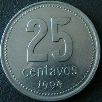 25 центаво 1994, Аржентина, снимка 1 - Нумизматика и бонистика - 21552867