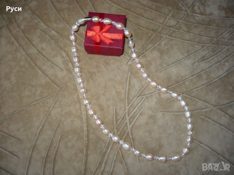 Колие от нежно-розови перли, снимка 1