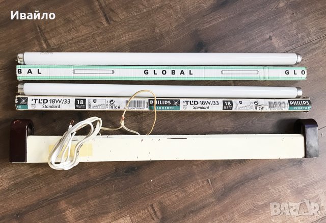 Метална шина за луминесцентна лампа + 2 бр. лампи, снимка 2 - Лампи за стена - 24459451