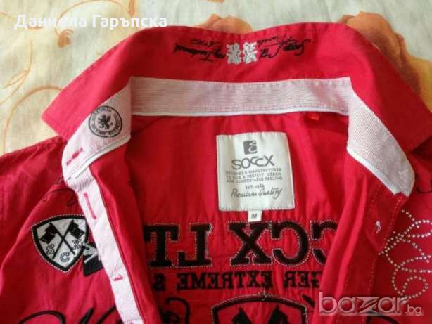 Спортно елегантна червена риза, снимка 2 - Ризи - 18898335