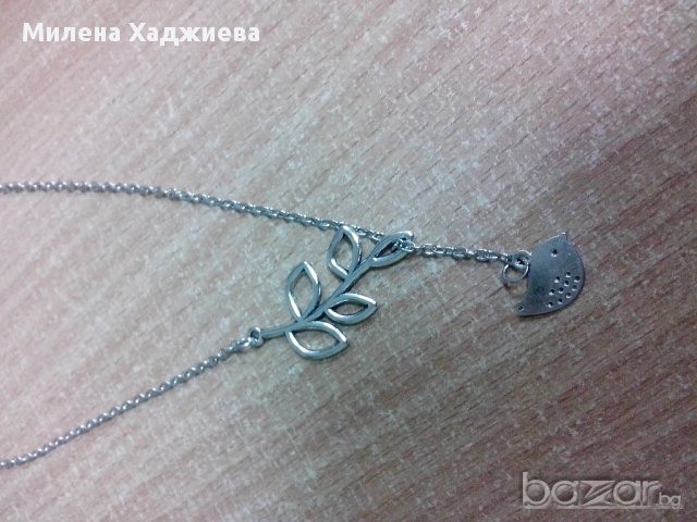 Колие Birdy - сребристо и златисто, снимка 3 - Колиета, медальони, синджири - 9803319