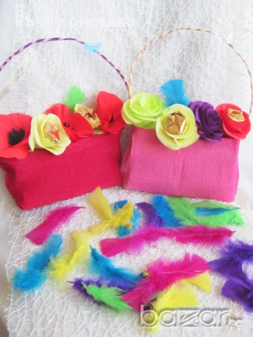 Ръчно изработени чантички за подарък от хартия с цветя от хартия с бонбони