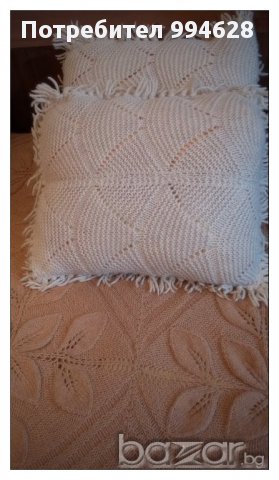 Плетена вълнена покривка за спалня в комплект с 2 възглавници, снимка 3 - Покривки за легло - 10578622