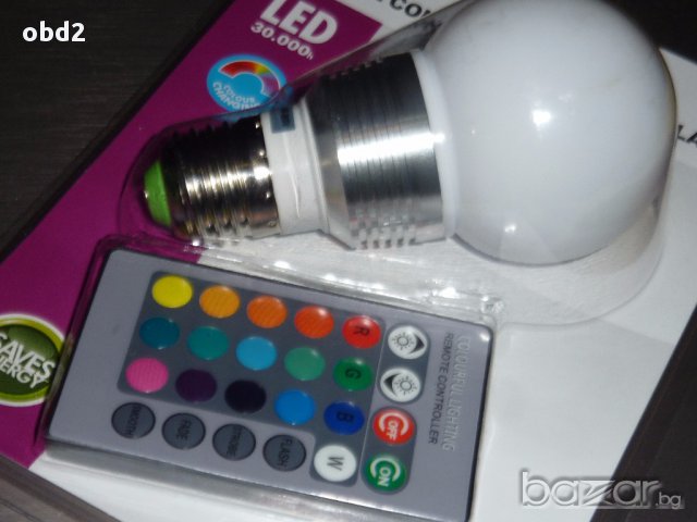 LED 9W RGB лампа с дистанционно управление Е27 220V, снимка 9 - Лед осветление - 13312756