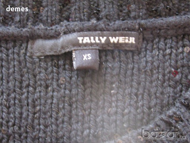  Черна машинно плетена блуза T A L L Y W E I J L, нова, размер Хs, снимка 9 - Блузи с дълъг ръкав и пуловери - 9815387