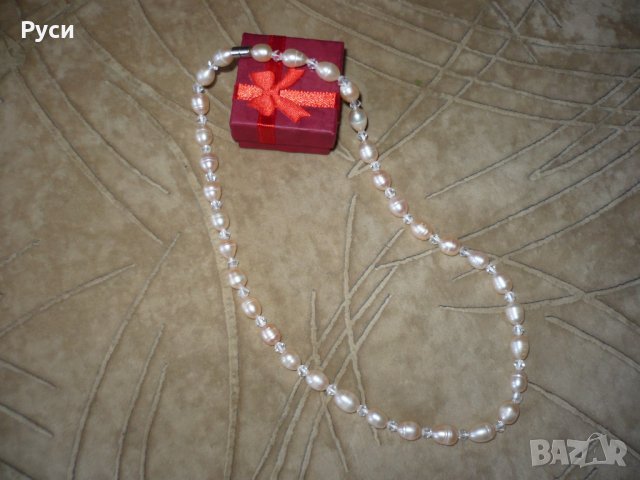 Колие от нежно-розови перли, снимка 1 - Колиета, медальони, синджири - 22672145