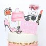 8 бр Козметика Мода Happy Birthday топер клечки картон декор украса за торта рожден ден