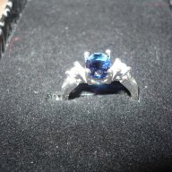 Пръстен сребърно покритие със син кристал, снимка 3 - Пръстени - 17626640
