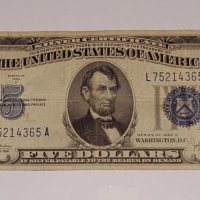 RARE $ 5 Dollars Silver Certificate 1934-C Rare block L A, снимка 1 - Нумизматика и бонистика - 16987717