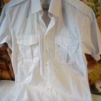 Бяла мъжка риза , куртка, с пагончета, къс ръкав , снимка 2 - Ризи - 24632704