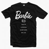 Дамска черна тениска barbie, снимка 1 - Тениски - 21818523