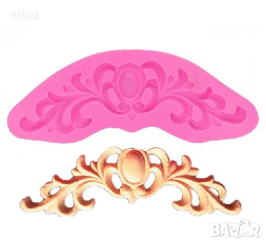 ОР22 орнамент с вдлъбнат овал борд кант силиконов молд форма декорация торта фондан шоколад и др., снимка 1