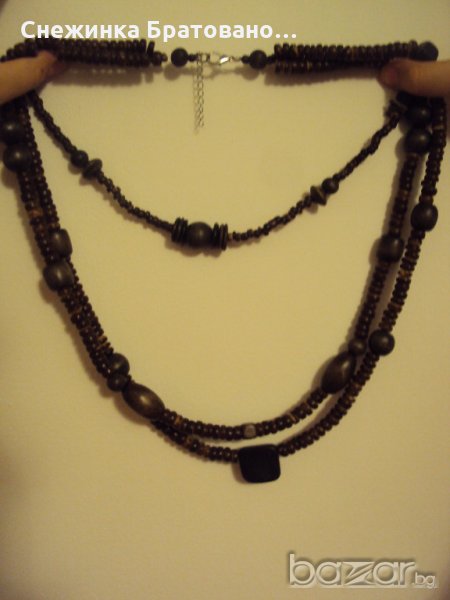 Дървен триредов дървен гердан, снимка 1