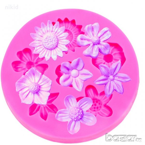 6 различни цветенца силиконов молд форма за украса торта сладки с фондан мъфини, снимка 1