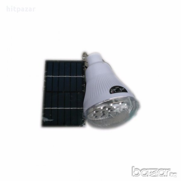 Соларна Лед LED лампа с акумулаторна батерия и слънчев панел, снимка 1