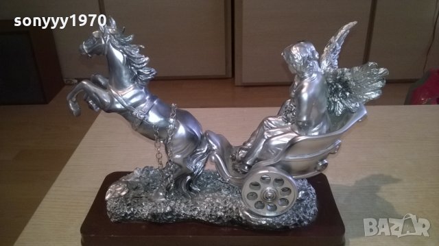 кон с младоженци-красива тежка фигура-32х23х12см, снимка 17 - Антикварни и старинни предмети - 24715471