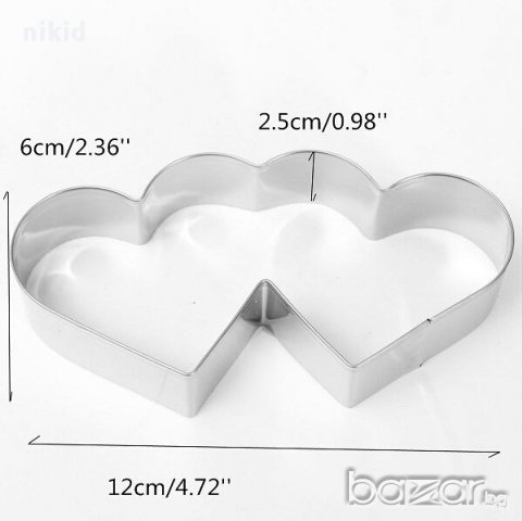 метална форма двойно сърце  резец украса торта фондан , снимка 2 - Форми - 13511372