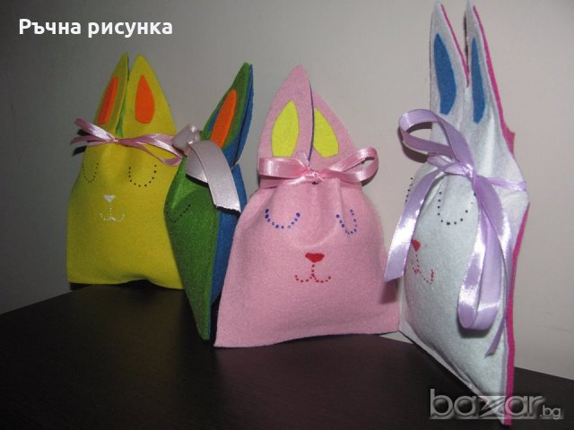 Великденско Зайче от филц -торбичка за лакомства , снимка 8 - Декорация за дома - 21057140