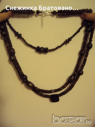 Дървен триредов дървен гердан, снимка 1