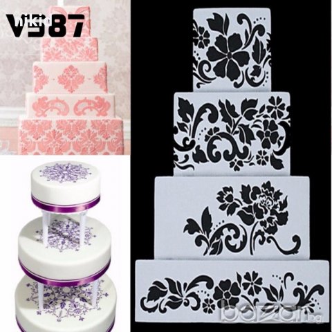 4 вида цветя многократни шаблони стенсили стенсил шаблон спрей торта украса кекс декорация 