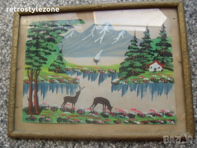 № 2267 стара картина с рамка   - размер рамка - дърво / стъкло - 42 / 31,5 см   - картина -акварел /, снимка 1