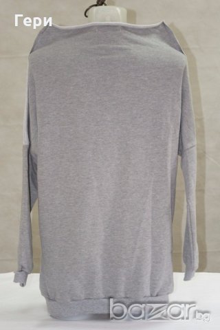 Памучна дамска блуза в сиво марка Infinite you, снимка 3 - Блузи с дълъг ръкав и пуловери - 18327921