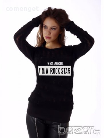 NEW! Дамски топ ROCK STAR с принт! Поръчай модел с ТВОЯ ИДЕЯ!, снимка 3 - Блузи с дълъг ръкав и пуловери - 15911952